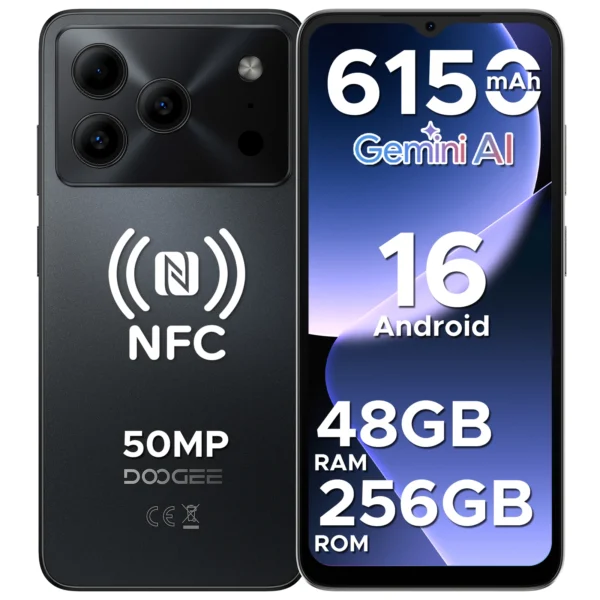 A02697bf4a0f5413ea8ec5518740aa4a4G.webp DOOGEE Note56 Plus Smartphone Android 16 48GB+256GB 6150mAh Large Battery 6.56'' 90Hz Display UNISOC T7225 50MP Camera NFC