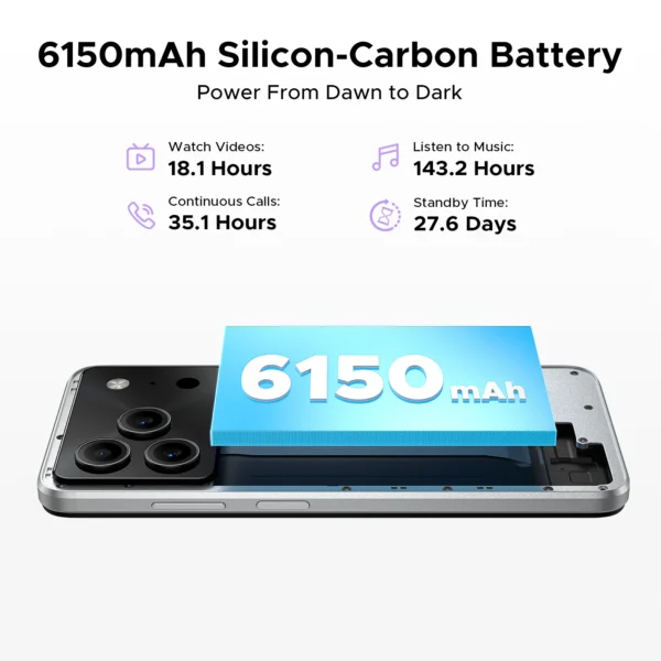 A9de2d43f00dc4b33a51838373dca50fdB.webp DOOGEE Note56 Plus Smartphone Android 16 48GB+256GB 6150mAh Large Battery 6.56'' 90Hz Display UNISOC T7225 50MP Camera NFC