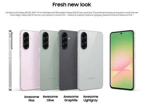 Samsung Galaxy A56 5G Smartphone Exynos 1580 6.7" Super AMOLED 120Hz Display 50MP Camera 5000mAh Battery Cellphone Middle East