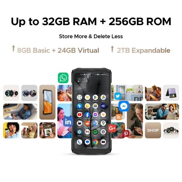 Ac4de38b1a38e48689db66f3e9966ddbfF.webp DOOGEE Blade20 Turbo 5G Rugged Phone Gemini Al 6.6'' Screen 10300mAh Battery 8GB 256GB 50MP Camera Android 15 NFC Mobile Phone