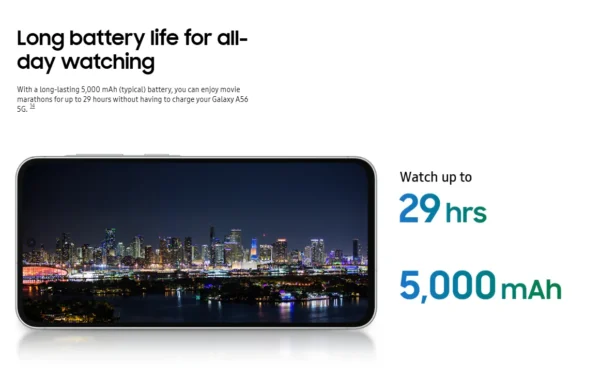 Samsung Galaxy A56 5G Smartphone Exynos 1580 6.7" Super AMOLED 120Hz Display 50MP Camera 5000mAh Battery Cellphone Middle East