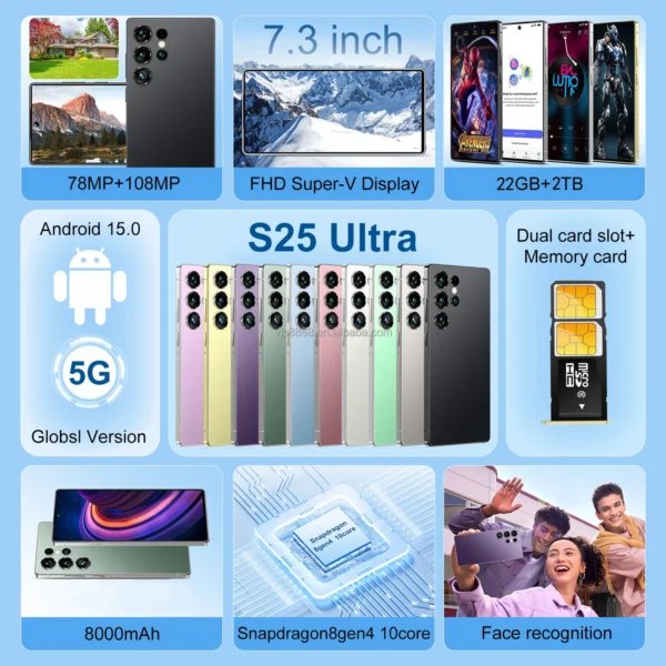 Hdd16254145214d4e9f8eabcc8cb3c16ao.webp 22GB+2TB Large Memory S25 Ultra Smartphones Best Selling Android 15 Cell Phone Cheap 7.3 Inch S25 ultra Smart Mobile Phone