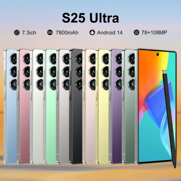 Original S25 Ultra Smartphones 16GB+1TB 5G Dual SIM Mobile Phone 108MP Rear Camera HD 144Hz Decacore LTE Cellular Compatibility