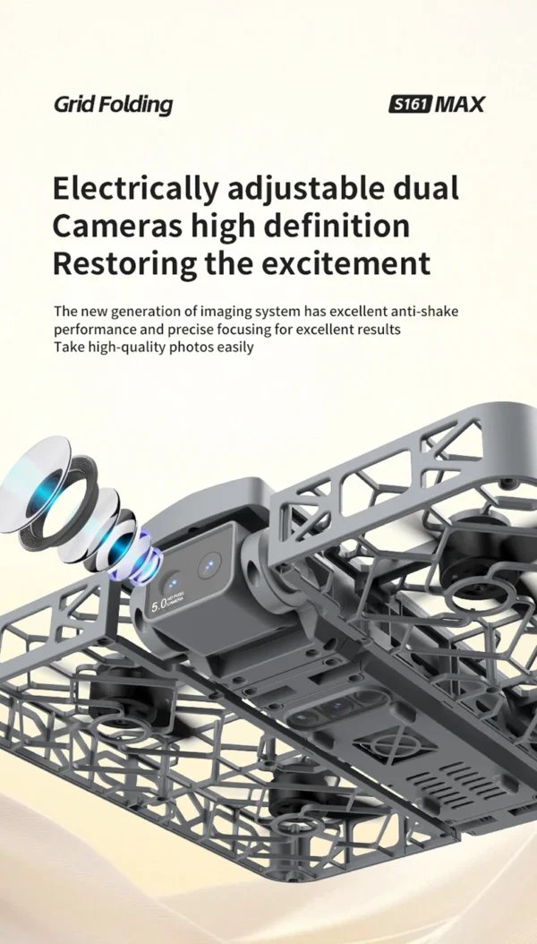 S01e0a9956ff243e99bc0bc3537438365f.webp S161Max Drone 8K Professional Dual Camera Brushless Motor Optical Flow Hovering Folding Quadcopter S161 Max 4K RC Dron Toys