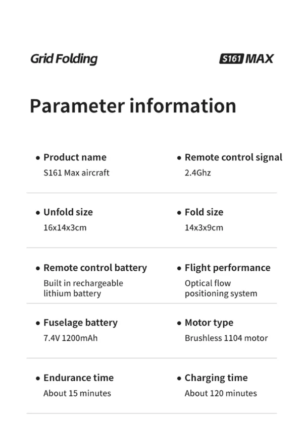 S042f51573e3a4952ae19cb69f1ece814q.webp S161Max Drone 8K Professional Dual Camera Brushless Motor Optical Flow Hovering Folding Quadcopter S161 Max 4K RC Dron Toys