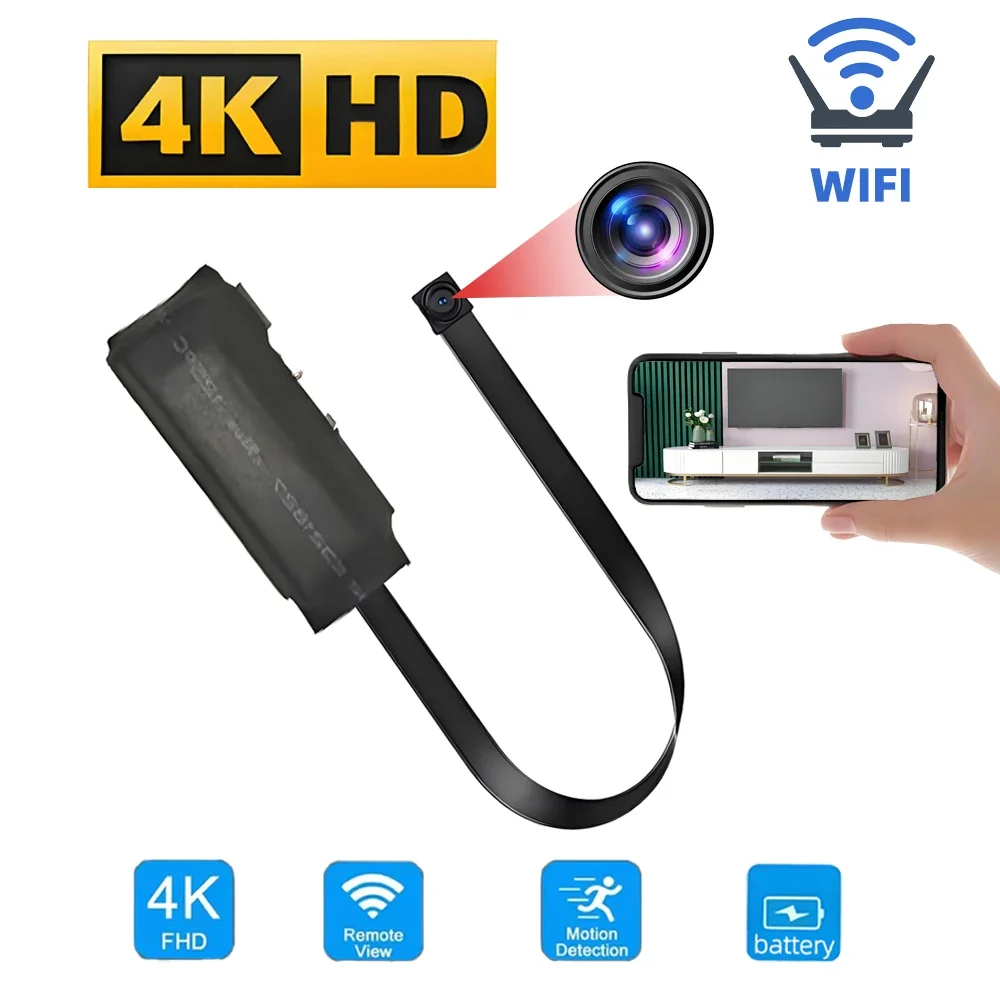 S05cb016ea6184db68fa3e3ce8e720c112.webp 4KHD mini WiFi camera with remote viewing, mobile detection and other functions, home DIY nanny style wireless HD camera