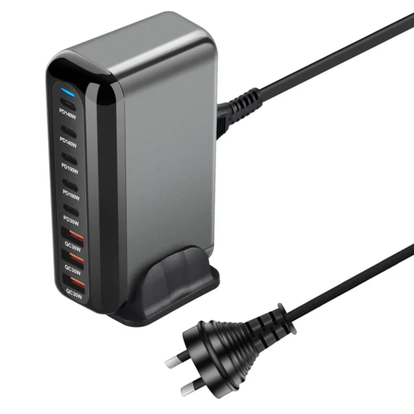 600W Gan Fast Charge 3.0 USB Type C Charger 8-Port 5C3A PD Mobile Tablet Fast Charger for Phone Convenient Carry
