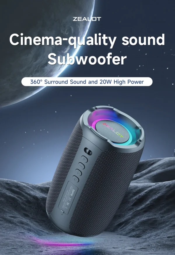 S1cbf720a77594eb4bd45cad1e34bd1c4w.webp ZEALOT-S61 Bluetooth Speaker,with IPX6 Waterproof Protection and Outdoor Bass Sound for Backyard and Beach Party,10W Loudspeaker