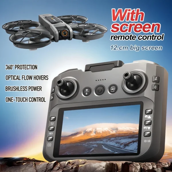 S1de1a033591a42a6a502463133df8ca2c-1.webp S156 Dual-Camera All-Around Drone with Large Screen Control, 4.5-inch Display, Smart Obstacle Avoidance, Full-Enclosure Design,
