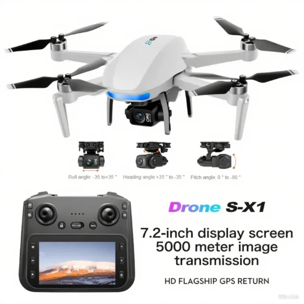 S203ebab504da4aea904d5ef2924908214.webp 2025 S-X1 GPS Pro Drone - 8K HD Camera with 3-Axis Anti-Shake Gimbal & EIS, 5G Screen Control Brushless Quadcopter RC Toy Gift