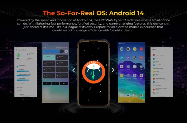 S273507b03b2e41cdac165f3530a1c6459.webp HOTWAV Cyber 13 Rugged Phone 10800mAh Massive Battery 8GB 128GB Smartphone 150LM Flashlight 6.6'' HD+ 64MP Android 14 Cellphone