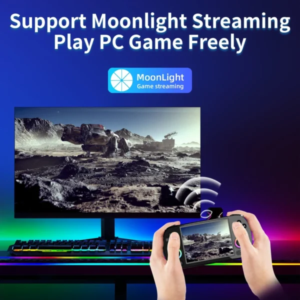 S285650e864a34713ba09dc52744db349J.webp ANBERNIC RG40XX H Handheld Game Console 4'' Screen Linux System Joystick RGB Lighting Effect RG40XXH Video Player Trimui Console