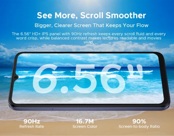 S29ec3476b6c14e6eb887d950ba07d368Y.webp DOOGEE Note56 Plus Smartphone Android 16 48GB+256GB 6150mAh Large Battery 6.56'' 90Hz Display UNISOC T7225 50MP Camera NFC