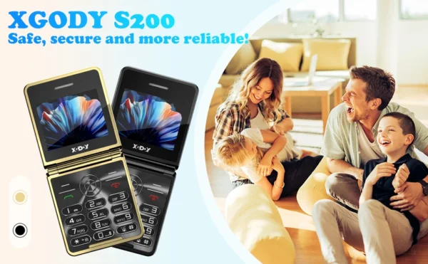 2025 XGODY S200,Mini Flip phone 2.4 inch Smartphone Dual SIM 2G Foldable Cellphones Original Mobile Phones Portable Large Button
