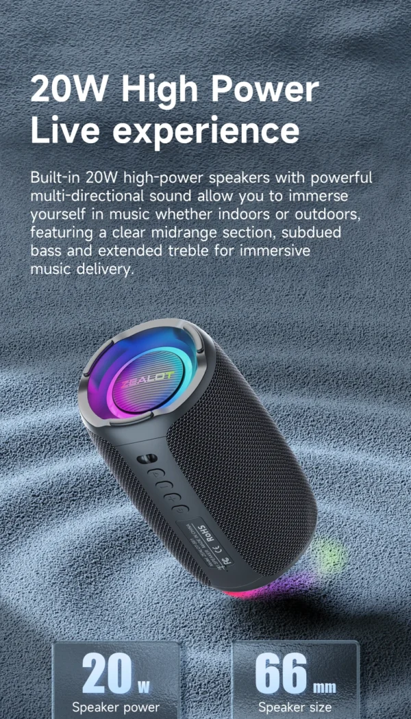 S332824ad4a0646a894d44994ecb6cd611.webp ZEALOT-S61 Bluetooth Speaker,with IPX6 Waterproof Protection and Outdoor Bass Sound for Backyard and Beach Party,10W Loudspeaker