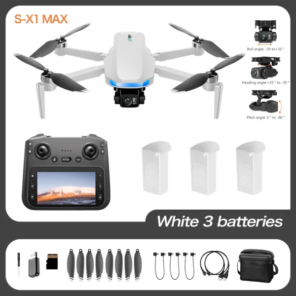 S360e0cddf9444a8da0bbfecee8b916bdQ.webp 2025 S-X1 GPS Pro Drone - 8K HD Camera with 3-Axis Anti-Shake Gimbal & EIS, 5G Screen Control Brushless Quadcopter RC Toy Gift