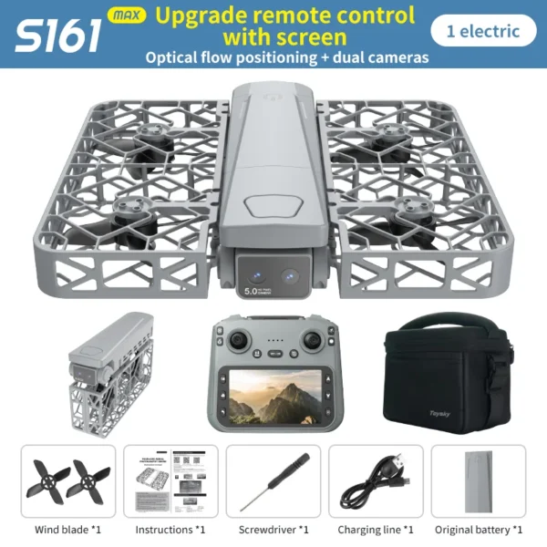 S365955fcbbcf4e99960bd33665ba3f7ex.webp S161Max Drone 8K Professional Dual Camera Brushless Motor Optical Flow Hovering Folding Quadcopter S161 Max 4K RC Dron Toys