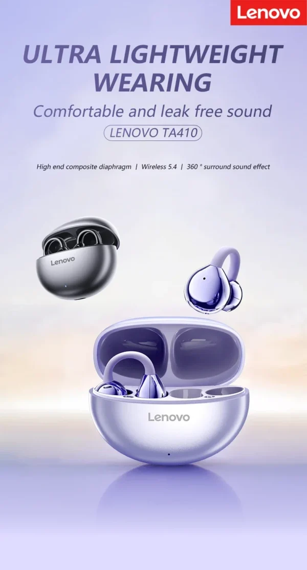 Lenovo TA410 Wireless Bluetooth 5.4 Earphones TWS Panoramic Sound Effects Ultra Long Battry Life Headphones Comfortable To Wear