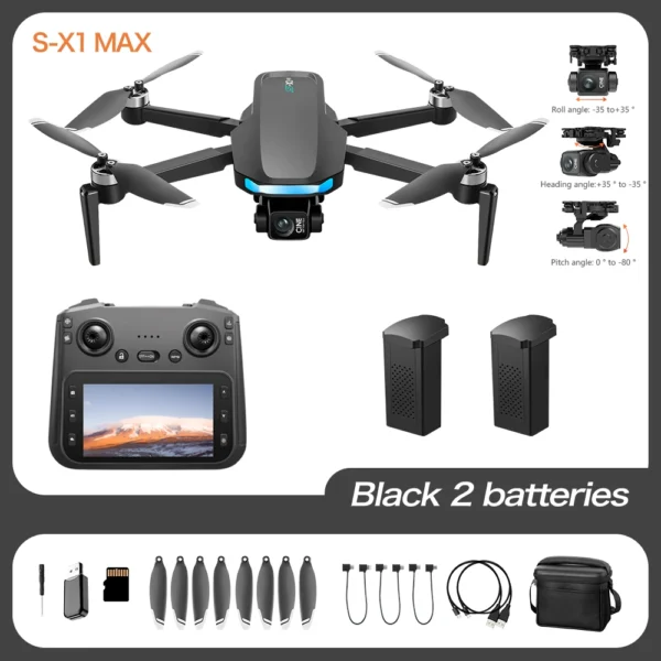 S39b27e2470ae498b8205d6f4bf57ead5X.webp 2025 S-X1 GPS Pro Drone - 8K HD Camera with 3-Axis Anti-Shake Gimbal & EIS, 5G Screen Control Brushless Quadcopter RC Toy Gift