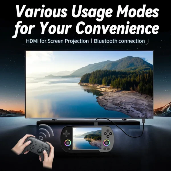 S3ce747c99e40496197ba281eeb2566b35.webp ANBERNIC RG40XX H Handheld Game Console 4'' Screen Linux System Joystick RGB Lighting Effect RG40XXH Video Player Trimui Console