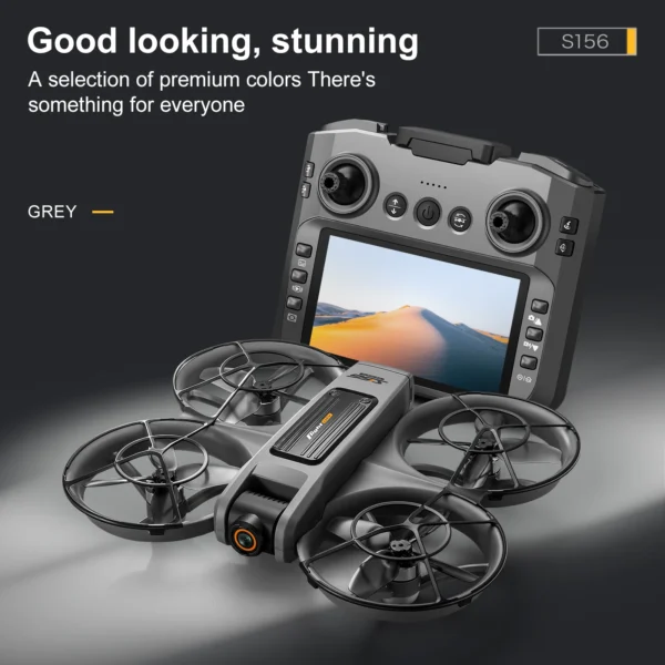 S449edecf084f4a80817e45d6e740ba6aH.webp S156 Dual-Camera All-Around Drone with Large Screen Control, 4.5-inch Display, Smart Obstacle Avoidance, Full-Enclosure Design,