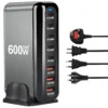 600W Gan Fast Charge 3.0 USB Type C Charger 8-Port 5C3A PD Mobile Tablet Fast Charger for Phone Convenient Carry