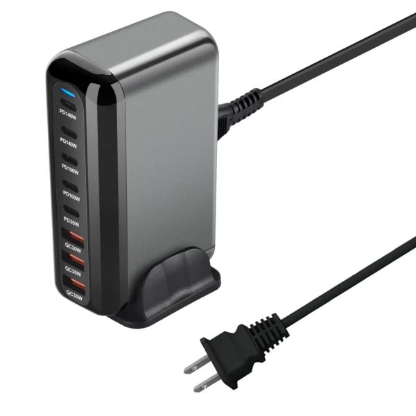 600W Gan Fast Charge 3.0 USB Type C Charger 8-Port 5C3A PD Mobile Tablet Fast Charger for Phone Convenient Carry