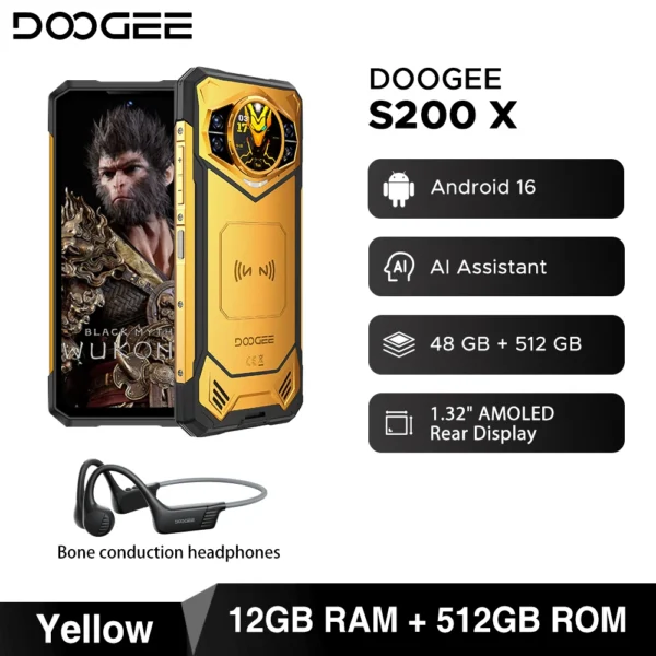 S4cd3cf7088834ca0b5fd7dc2d7cc8a3av.webp World Premiere DOOGEE S200 X 5G Rugged Phone 12+512GB Smartphone 6.72” FHD+120Hz IPS screen Dimensity 7050 10100mAh battery 33W