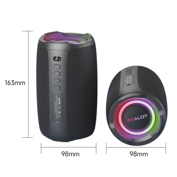 S4e5bf09e9659457590b2e682a61716bf8.webp ZEALOT-S61 Bluetooth Speaker,with IPX6 Waterproof Protection and Outdoor Bass Sound for Backyard and Beach Party,10W Loudspeaker