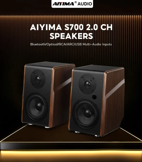 S520afb198f934dbf9c9c21d7b26be122F.webp AIYIMA S700 Active Bookshelf Speakers 120W Bluetooth Wireless HiFi Sound System Wooden Bookshelf Speaker Audio Output Subwoofer