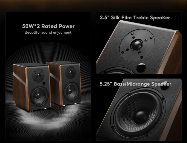 S5b27c49fbe3048528928c1fca5b16276P.webp AIYIMA S700 Active Bookshelf Speakers 120W Bluetooth Wireless HiFi Sound System Wooden Bookshelf Speaker Audio Output Subwoofer