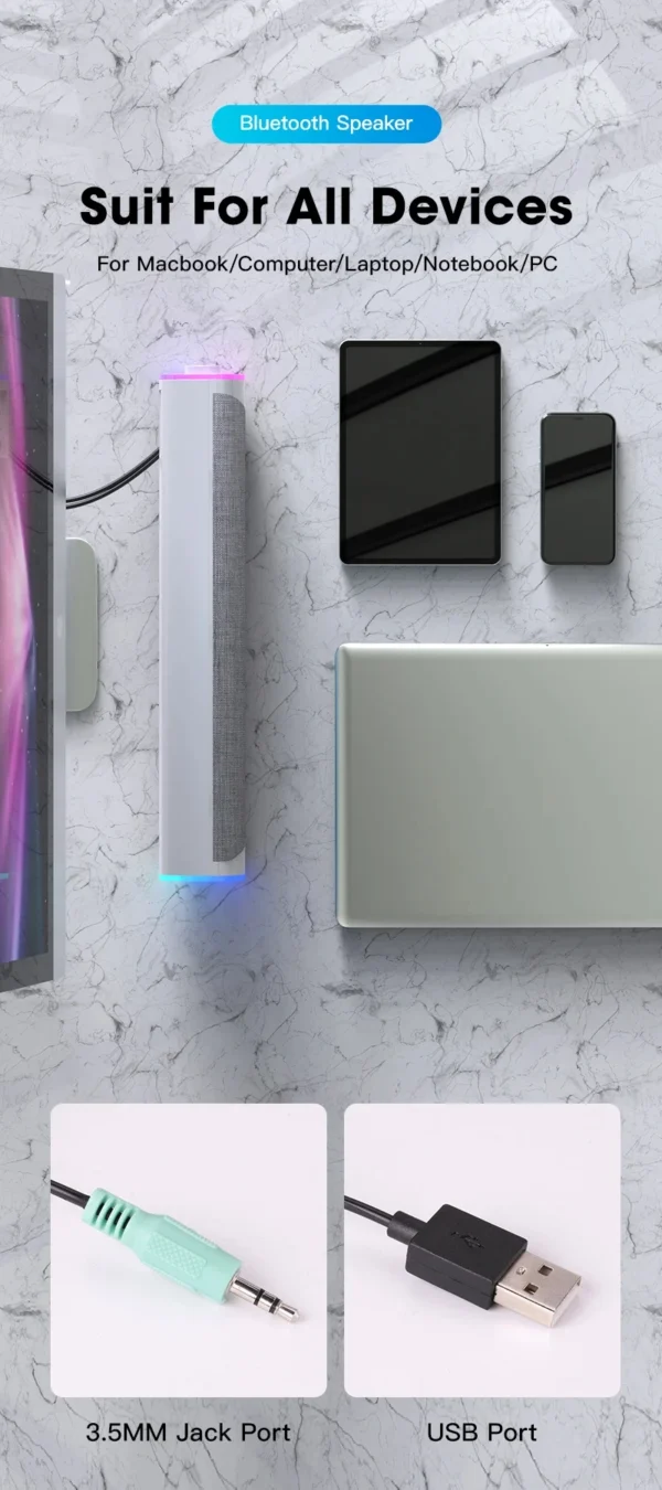 4D Computer Speaker Bar Stereo Sound Subwoofer Bluetooth Speaker For Macbook Laptop Notebook PC Music Player Wired Loudspeaker