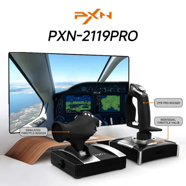 S6390babcc774429a873bed06e83b54a3l.webp PXN 2119 PRO Flight Simulator Gamepad Vibration Controller Joystick for PC/Desktop PS4 Flight Joystick Game Controller