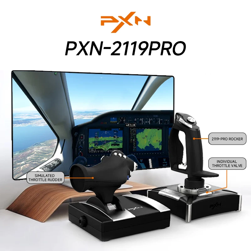 S6390babcc774429a873bed06e83b54a3l.webp PXN 2119 PRO Flight Simulator Gamepad Vibration Controller Joystick for PC/Desktop PS4 Flight Joystick Game Controller