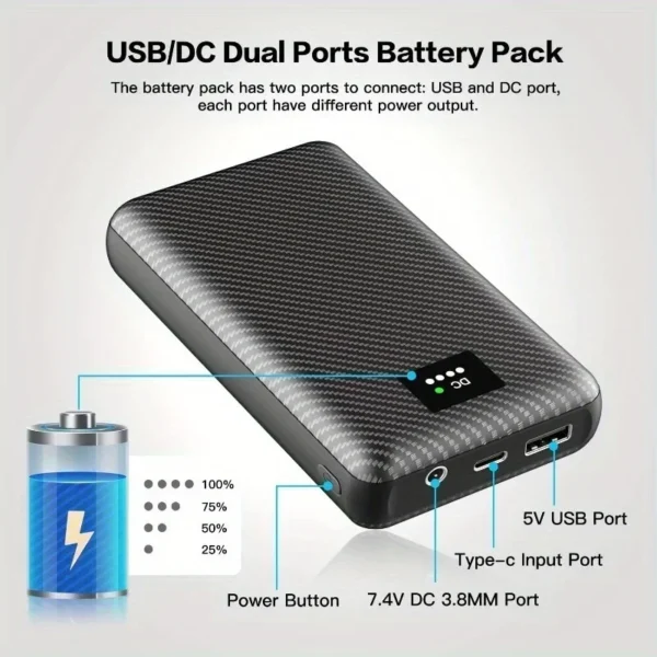Powerbank 30000mAh Portable Heating Mobile Power Supply for Heating Vest Jacket Gloves Electric Heating Equipment DC Power Bank