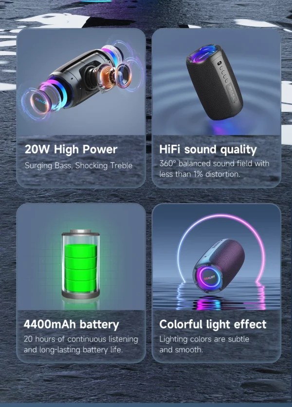 S67be25bc164146c0a8bfd50305ac06bbK.webp ZEALOT-S61 Bluetooth Speaker,with IPX6 Waterproof Protection and Outdoor Bass Sound for Backyard and Beach Party,10W Loudspeaker