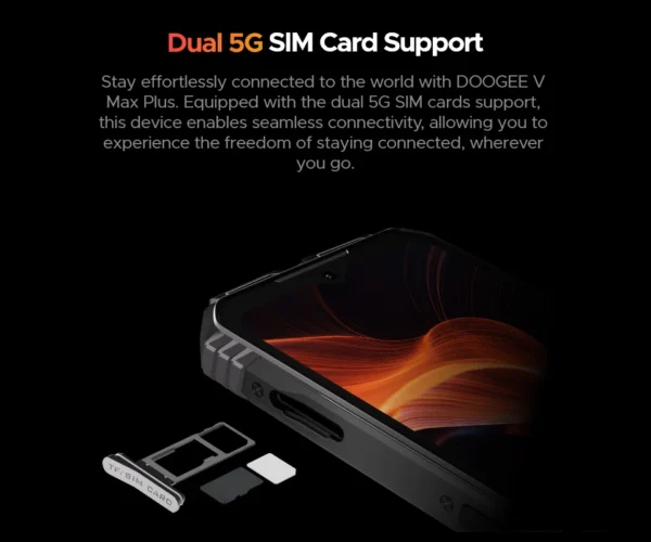 DOOGEE V Max Plus 5G Rugged Phone 6.58" Dimensity 7050 16GB+512GB 200MP Camera 22000mAh Large Battery Lighting Effect Phone