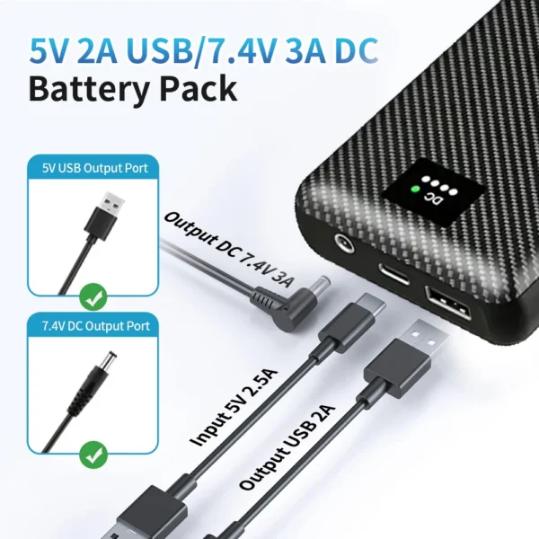 Powerbank 30000mAh Portable Heating Mobile Power Supply for Heating Vest Jacket Gloves Electric Heating Equipment DC Power Bank