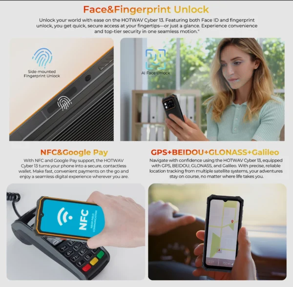 S76772903b76143658458e6374f59898fO.webp HOTWAV Cyber 13 Rugged Phone 10800mAh Massive Battery 8GB 128GB Smartphone 150LM Flashlight 6.6'' HD+ 64MP Android 14 Cellphone