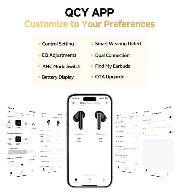 QCY MeloBuds Pro Adaptive Hybrid Active Noise Cancelling Wireless Earbuds 46dB Bluetooth 5.3 LDAC Hi-Res Audio 34H Earphones