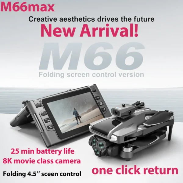S7b8c91aef9b74ba9a03f940b7dbf077c6.webp 2025 New M66 Drone HD Folding Remote Control With Camera And Screen 5G FPV Camera Quadcopter Brushless Motor RC Quadcopter