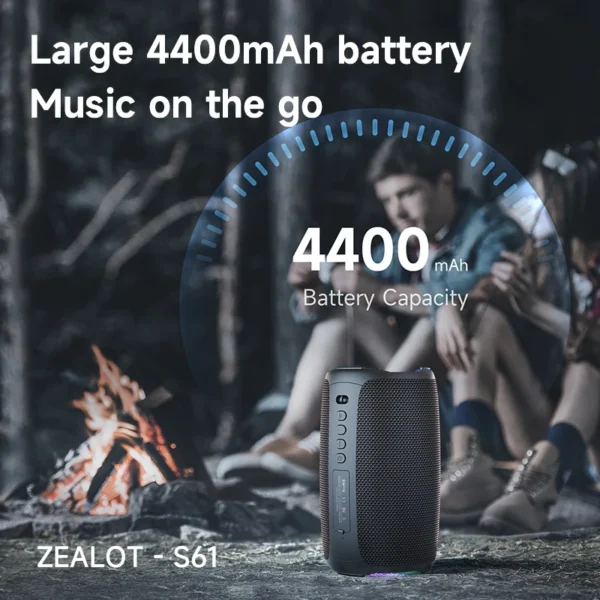 S7e72a6edf8c3473c9679efa1118e2b59W.webp ZEALOT-S61 Bluetooth Speaker,with IPX6 Waterproof Protection and Outdoor Bass Sound for Backyard and Beach Party,10W Loudspeaker