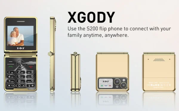 2025 XGODY S200,Mini Flip phone 2.4 inch Smartphone Dual SIM 2G Foldable Cellphones Original Mobile Phones Portable Large Button