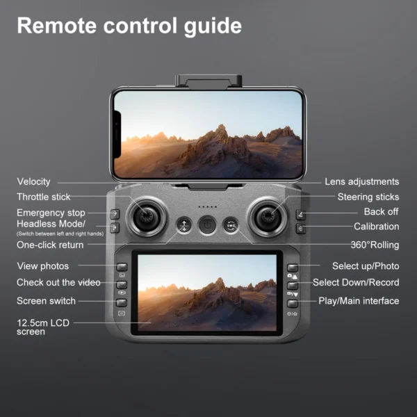 S85e6cf6b646e4f7194a6b05ad1531c7fz.webp S156 Dual-Camera All-Around Drone with Large Screen Control, 4.5-inch Display, Smart Obstacle Avoidance, Full-Enclosure Design,