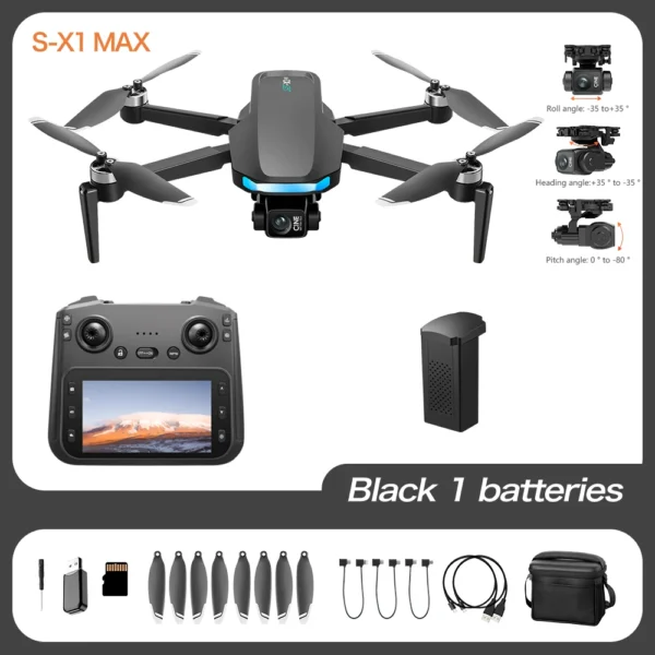 S8ac0501657c049039e3d48803bf6d150f.webp 2025 S-X1 GPS Pro Drone - 8K HD Camera with 3-Axis Anti-Shake Gimbal & EIS, 5G Screen Control Brushless Quadcopter RC Toy Gift