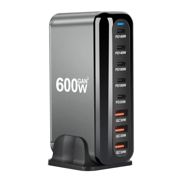 600W Gan Fast Charge 3.0 USB Type C Charger 8-Port 5C3A PD Mobile Tablet Fast Charger for Phone Convenient Carry