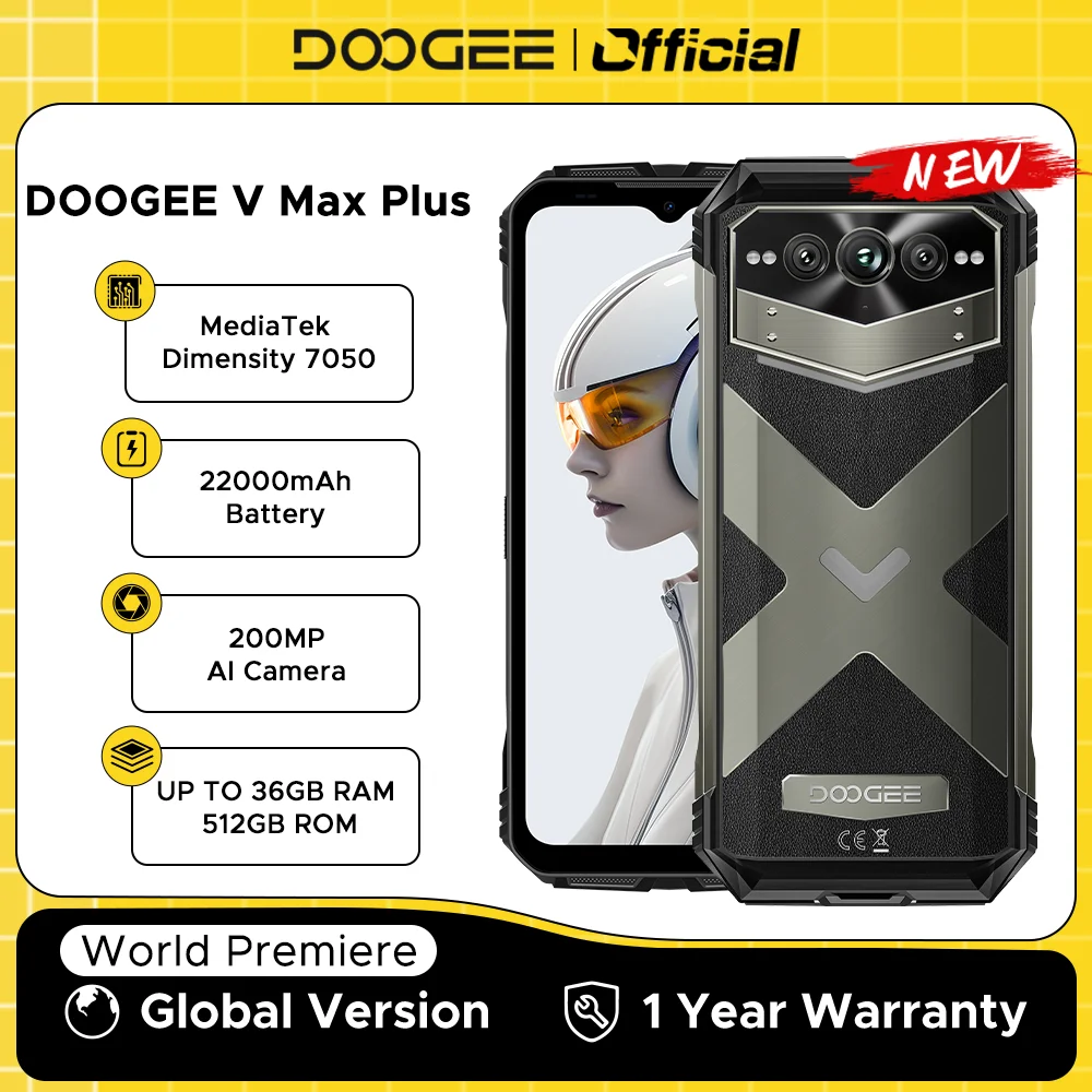S8d0ab7a58ce84c59bec2de40778b485dG.webp DOOGEE V Max Plus 5G Rugged Phone 6.58" Dimensity 7050 16GB+512GB 200MP Camera 22000mAh Large Battery Lighting Effect Phone