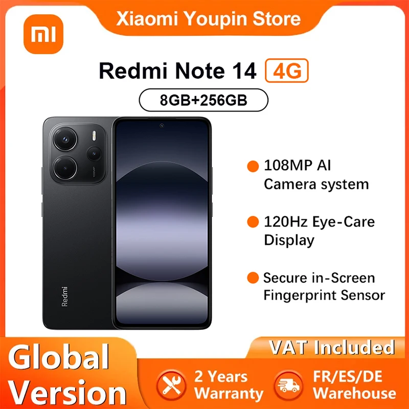 S8f8e27e073ca44e1934751e8f02e197aU-1.webp Global Version Xiaomi Redmi Note 14 4G Smartphone 6.67" 120Hz Display MediaTek Helio G99-Ultra 108MP AI Camera 5500mAh Battery