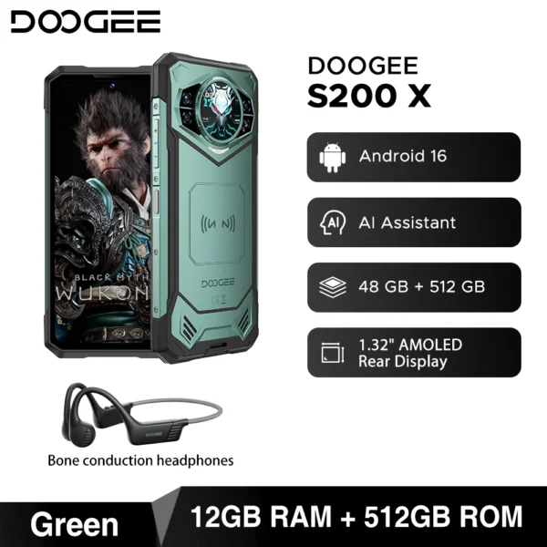 S94776c2b5cee485aac994f9915286c498.webp World Premiere DOOGEE S200 X 5G Rugged Phone 12+512GB Smartphone 6.72” FHD+120Hz IPS screen Dimensity 7050 10100mAh battery 33W