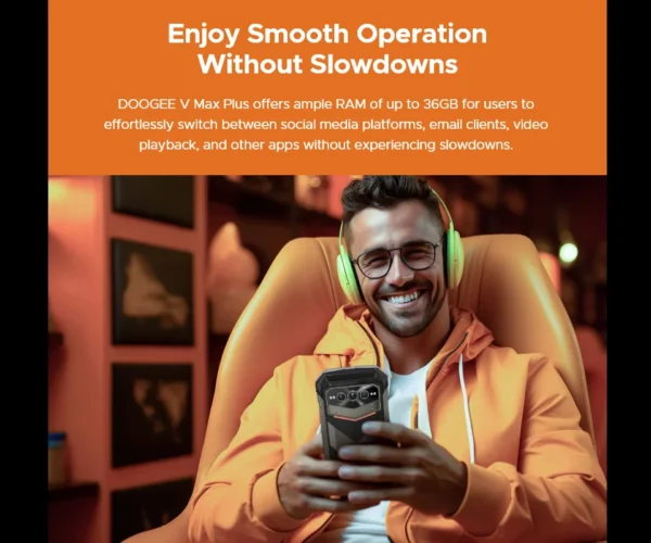 DOOGEE V Max Plus 5G Rugged Phone 6.58" Dimensity 7050 16GB+512GB 200MP Camera 22000mAh Large Battery Lighting Effect Phone